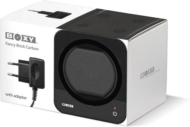 STARTERSET: Boxy Uhrenbeweger Fancy Brick Carbon - von Beco-Technic- (mit Stromadapter) …