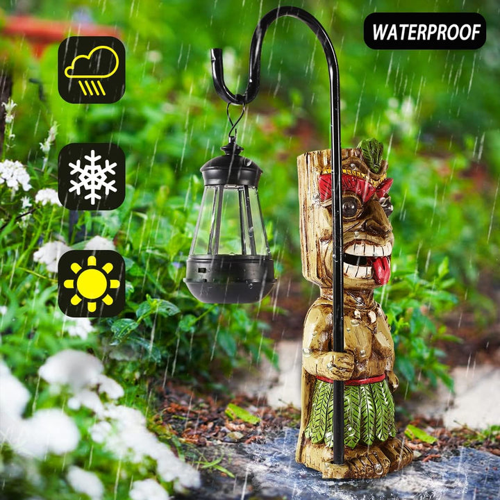 MIBUNG Verbesserte Tiki Dekor Gartenstatue, Grosse Tiki Figur mit Solar Laterne Lichter, Hawaiian Tr