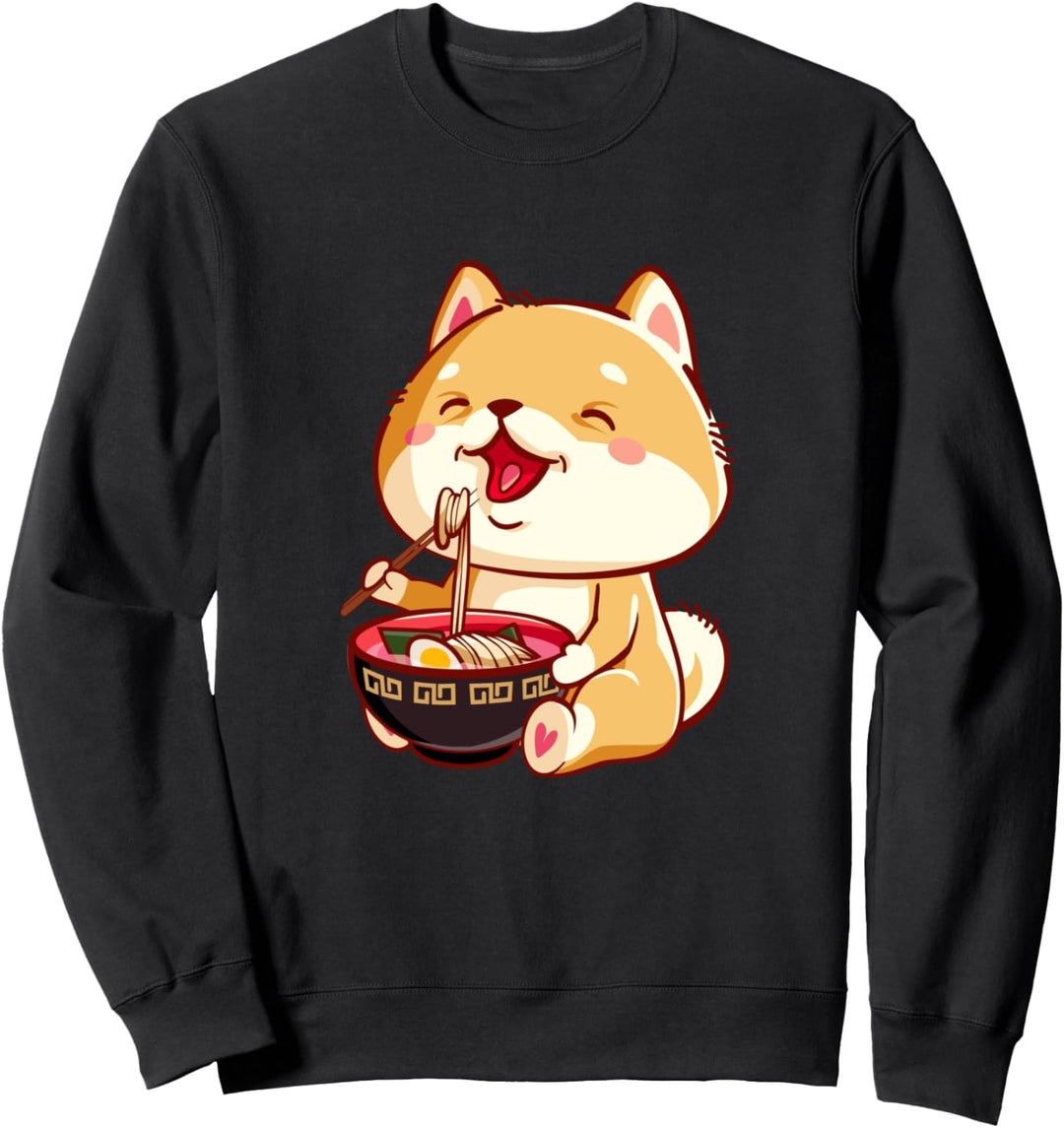 Shiba Inu Eats Ramen Noodles Funny Japanese Anime Sweatshirt