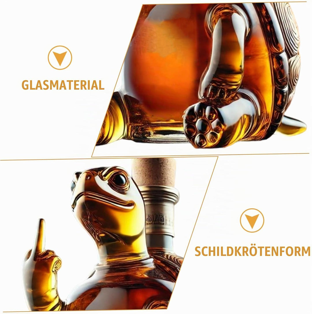 Whisky-Dekanter 350 ml Schildkröten-Weinkaraffe mit Mittelfinger 5, 1 x 5, 1 x 7, Zoll transparente