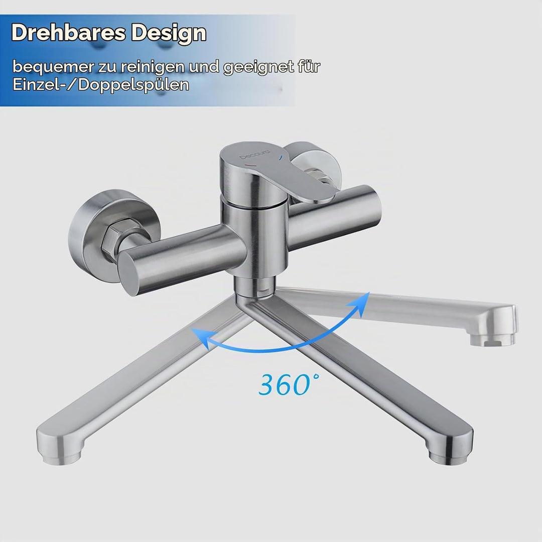 Decaura Wand Küche Wasserhahn, Küchenarmatur Wandmontage Mischbatterien Armatur, Wandarmatur Spültis