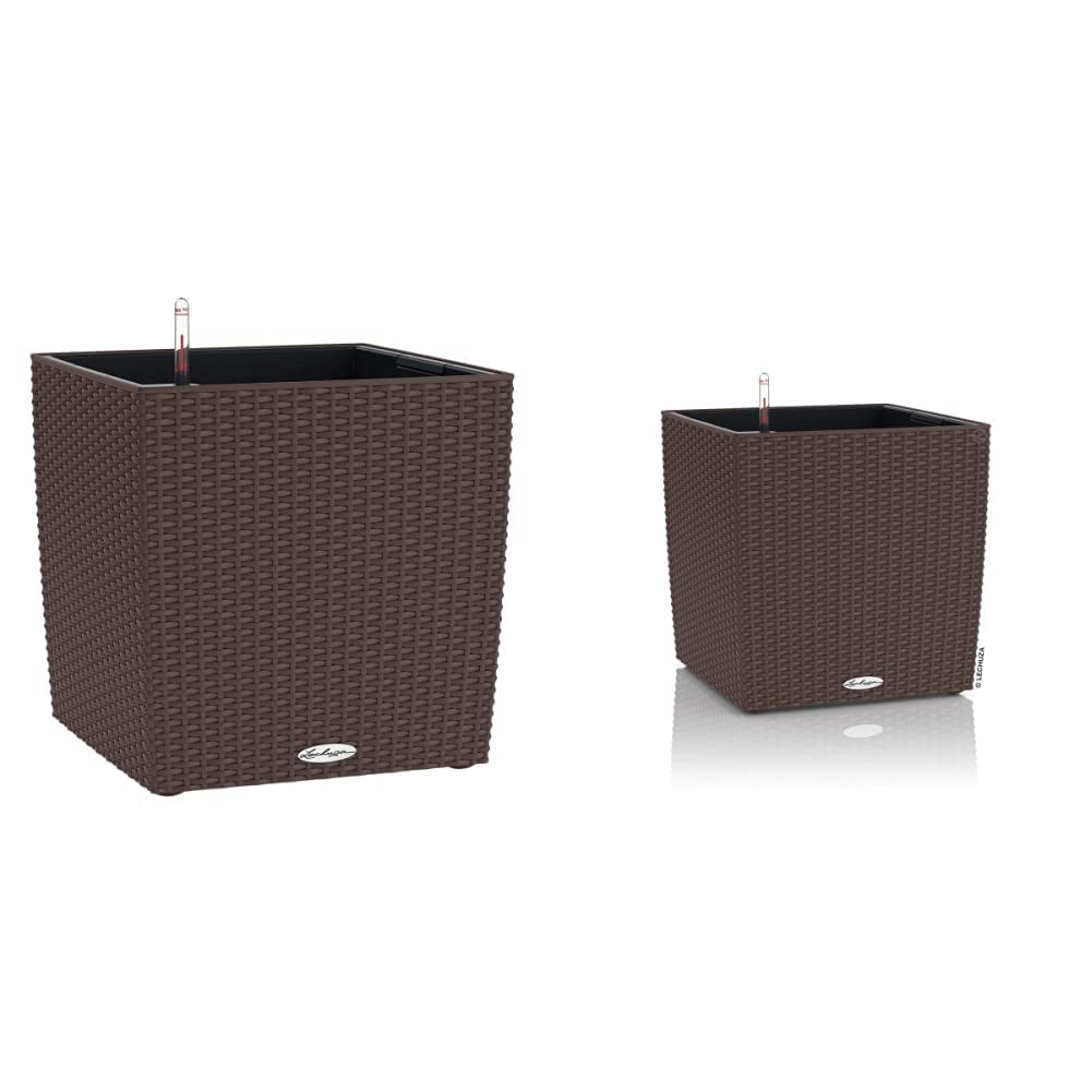 Lechuza "Cube Cottage 40" Pflanzgefäss mit ERD-Bewässerungs-System, Mokka, 40 x 40 x 40 cm & Cube Co
