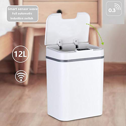Automatischer Mülleimer Berührungsloser Infrarot-Bewegungssensor-Mülleimer 12L (Weiss), Weiß