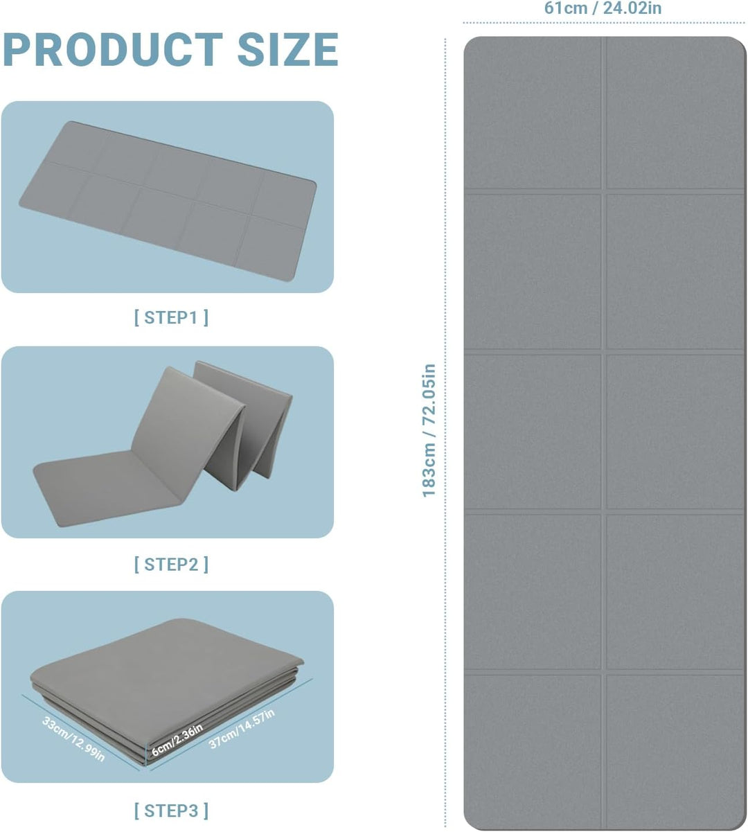 Foldable Yoga Mat - TPE Exercise Pilates Mat - Yoga Matte - Fitnessmatte - 183 x 61 cm, 5 mm Dick, S