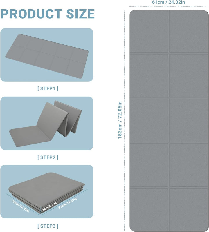 Foldable Yoga Mat - TPE Exercise Pilates Mat - Yoga Matte - Fitnessmatte - 183 x 61 cm, 5 mm Dick, S