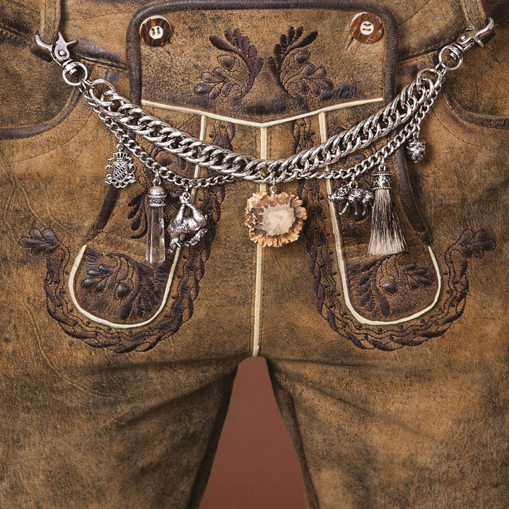Alpenflüstern Trachten-Charivari Paul - Hochwertiger Herren-Trachtenschmuck mit Trophäen-Anhängern f