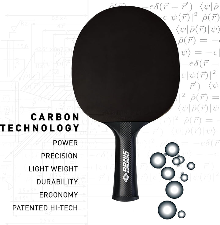 Donic-Schildkröt Carbon Tischtennisschläger CarboTec 3000, One-Piece Konstruktion, Schwarz