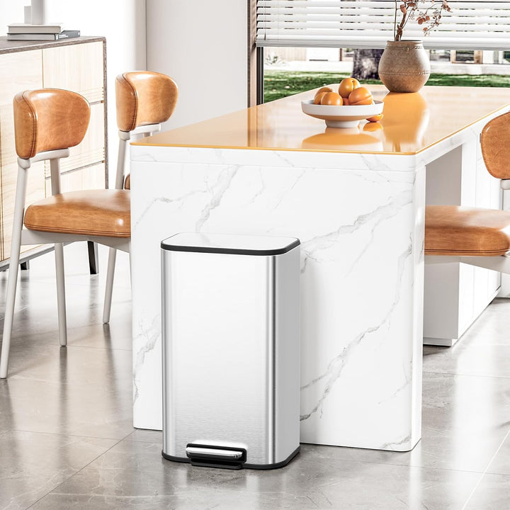Clevich Mülleimer 30L mit Stahlkorpus und Soft-Close-Funktion, Deckel mit Edelstahloberfläche, abneh