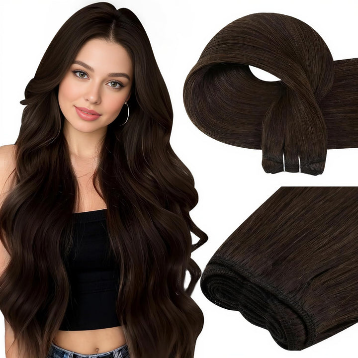 Easyouth Tressen Echthaar Extensions Braun Haartressen Echthaar Dunkelstes Braun Echthaar Tressen Ex