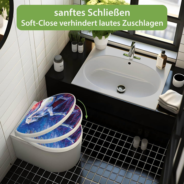 banjado Toilettendeckel mit Absenkautomatik 44,5x37cm - Soft Close Toilettensitz - WC Sitz mit Absen