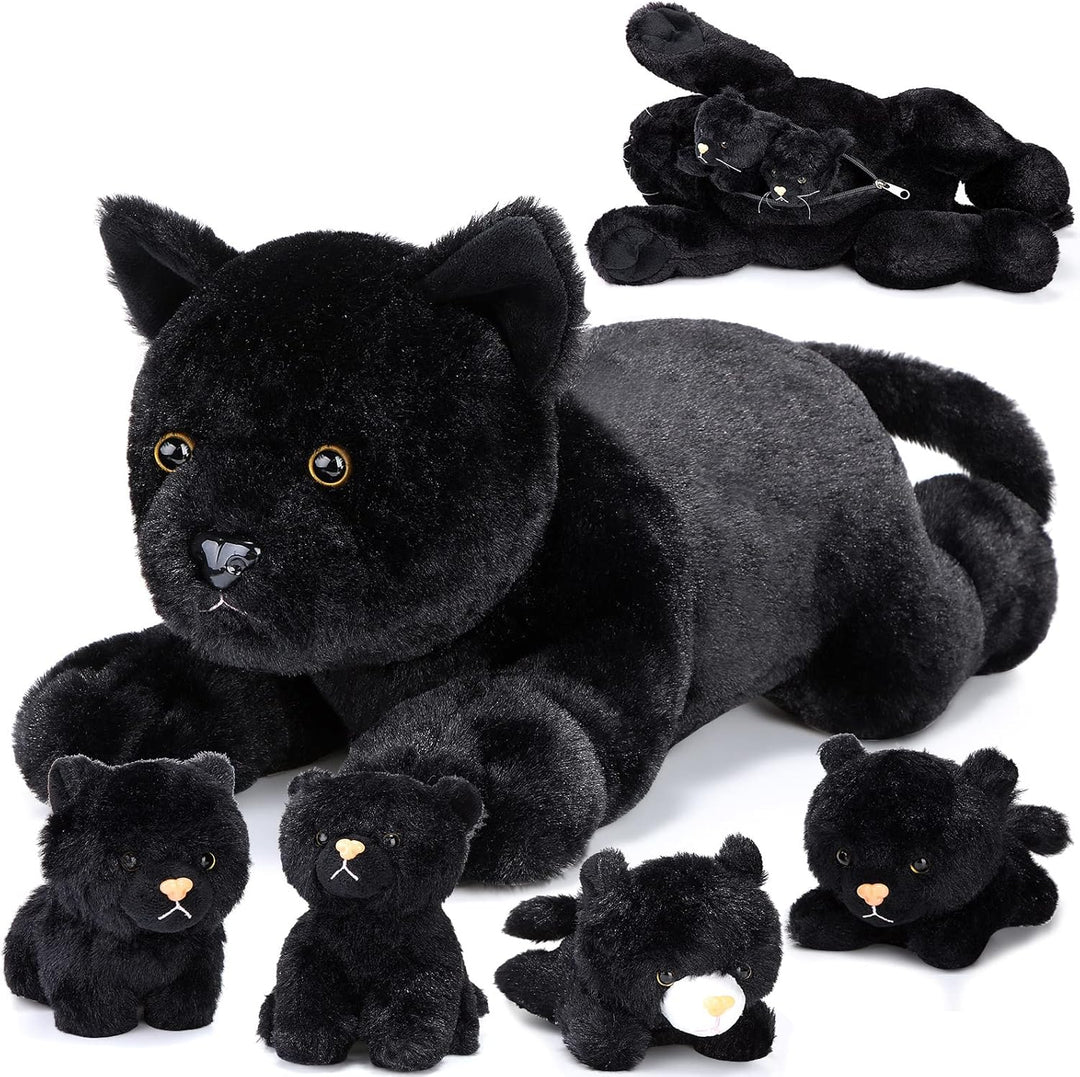 Skylety 5 Stück Plüsch Katzen Set Enthält Gross Katze Stofftier Weich Kuscheltier mit 4 Flauschig Pl
