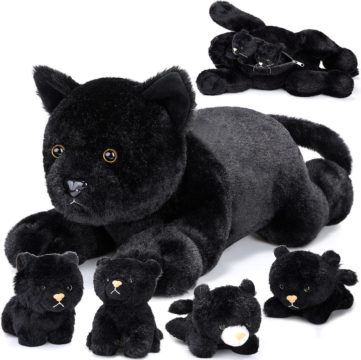 Skylety 5 Stück Plüsch Katzen Set Enthält Gross Katze Stofftier Weich Kuscheltier mit 4 Flauschig Pl