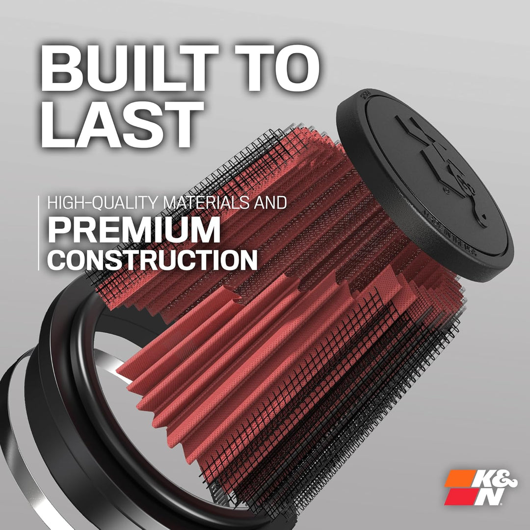 K&amp;N RE-0910 Waschbarer und wiederverwendbarer KFZ und Motorrad Gummi Universalluftfilter, Rot