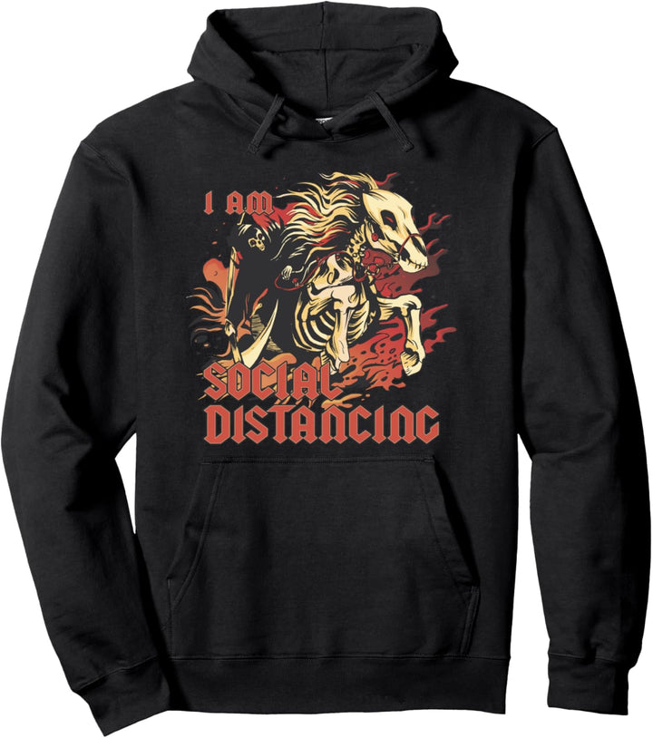 I Am Social Distancing I Sensenmann I Tod auf Pferd Pullover Hoodie