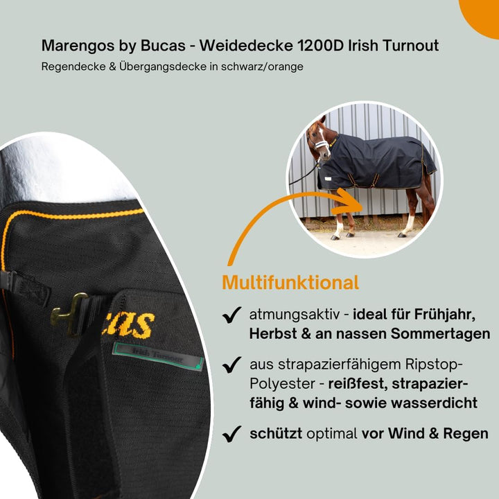 Marengos by Bucas - Winterdecke Weidedecke 1200D Irish Turnout mit 50g, 100g, 200g oder ohne Füllung