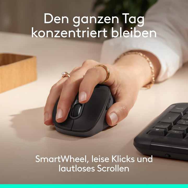 Logitech Signature Comfort Plus M850 L kabellose Maus, Bluetooth-Maus mit Handballenkissen, geräusch
