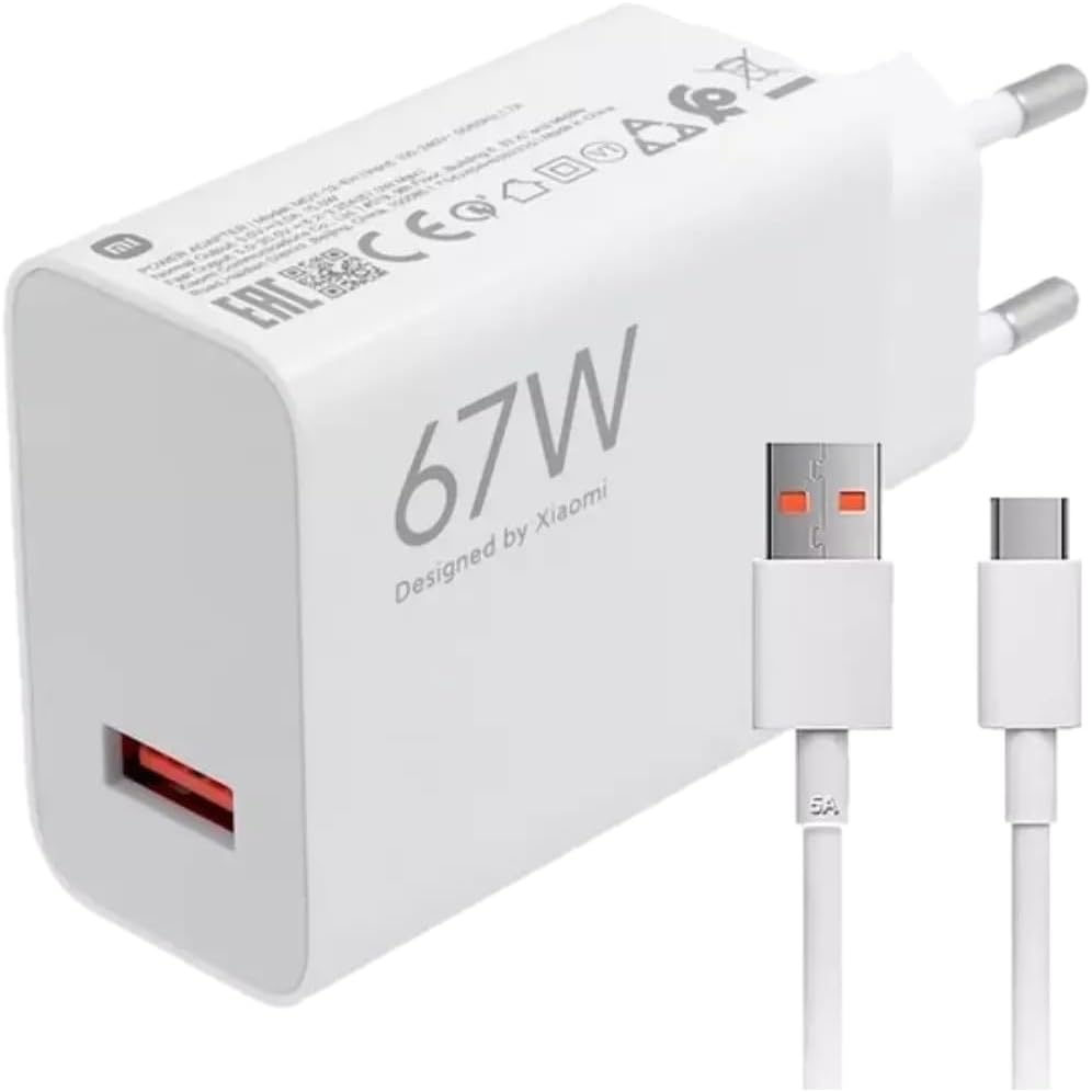 Xiaomi Mi Travel Charger Combo Set with USB-A to Type-C Charing Cable 1m, 67W White EU MDY-12-EJ