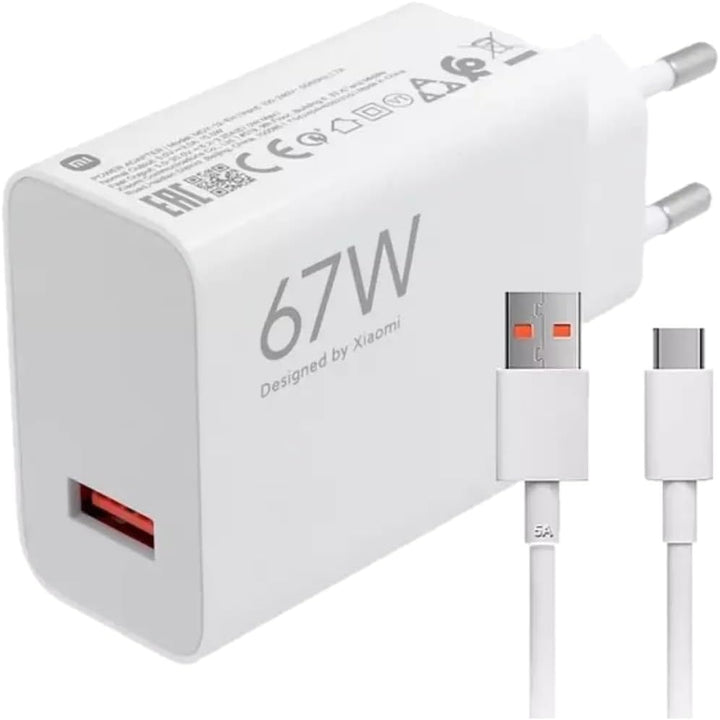 Xiaomi Mi Travel Charger Combo Set with USB-A to Type-C Charing Cable 1m, 67W White EU MDY-12-EJ