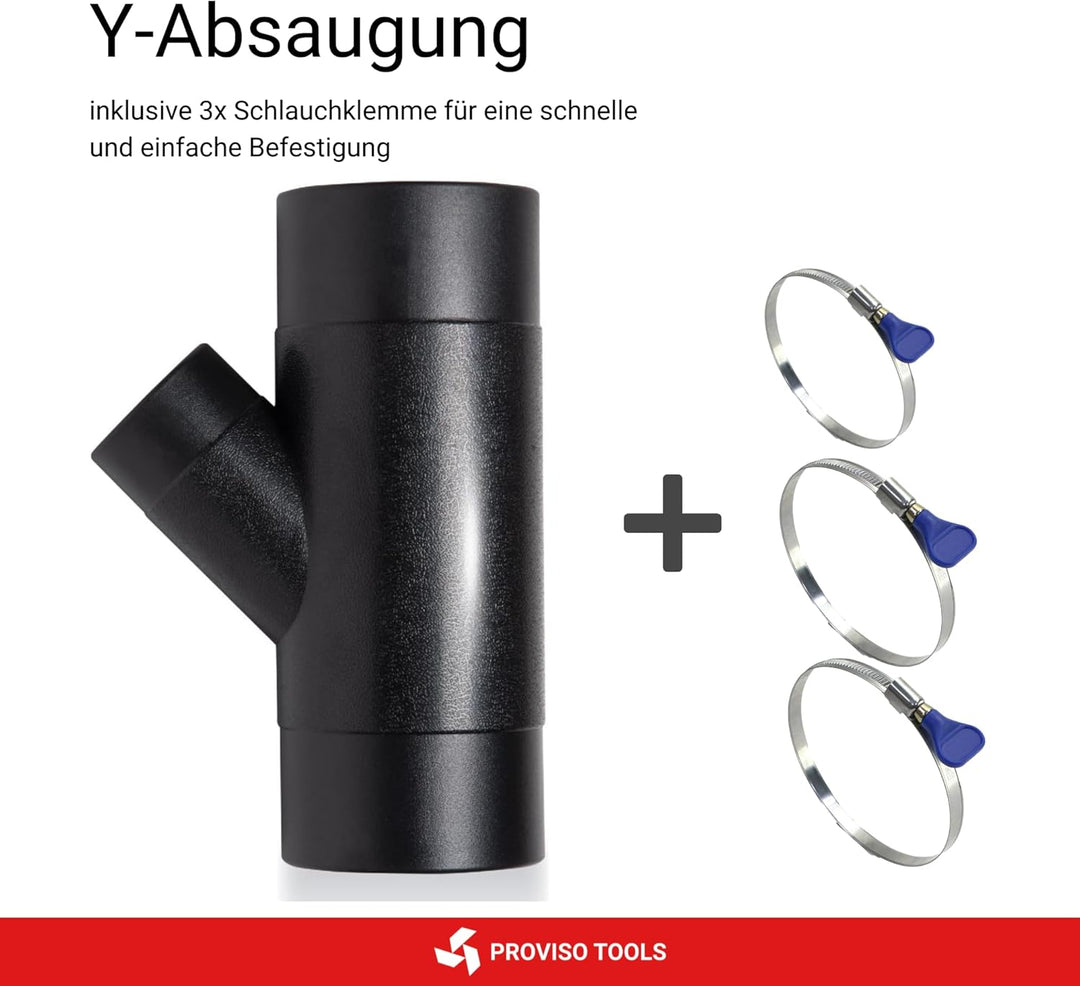 Y Stück 100mm, Absaugung Werkstatt, Y stück 100mm Abluft Adapter inkl. 3 Schlauchklemmen, Absaugung