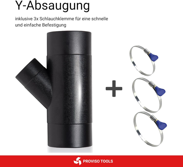 Y Stück 100mm, Absaugung Werkstatt, Y stück 100mm Abluft Adapter inkl. 3 Schlauchklemmen, Absaugung