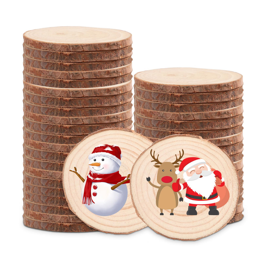 APACALI 30 Stück Holzscheiben zum Basteln, Holzscheiben 7-8cm Baumscheiben zum Basteln Ohne Loch, Ru