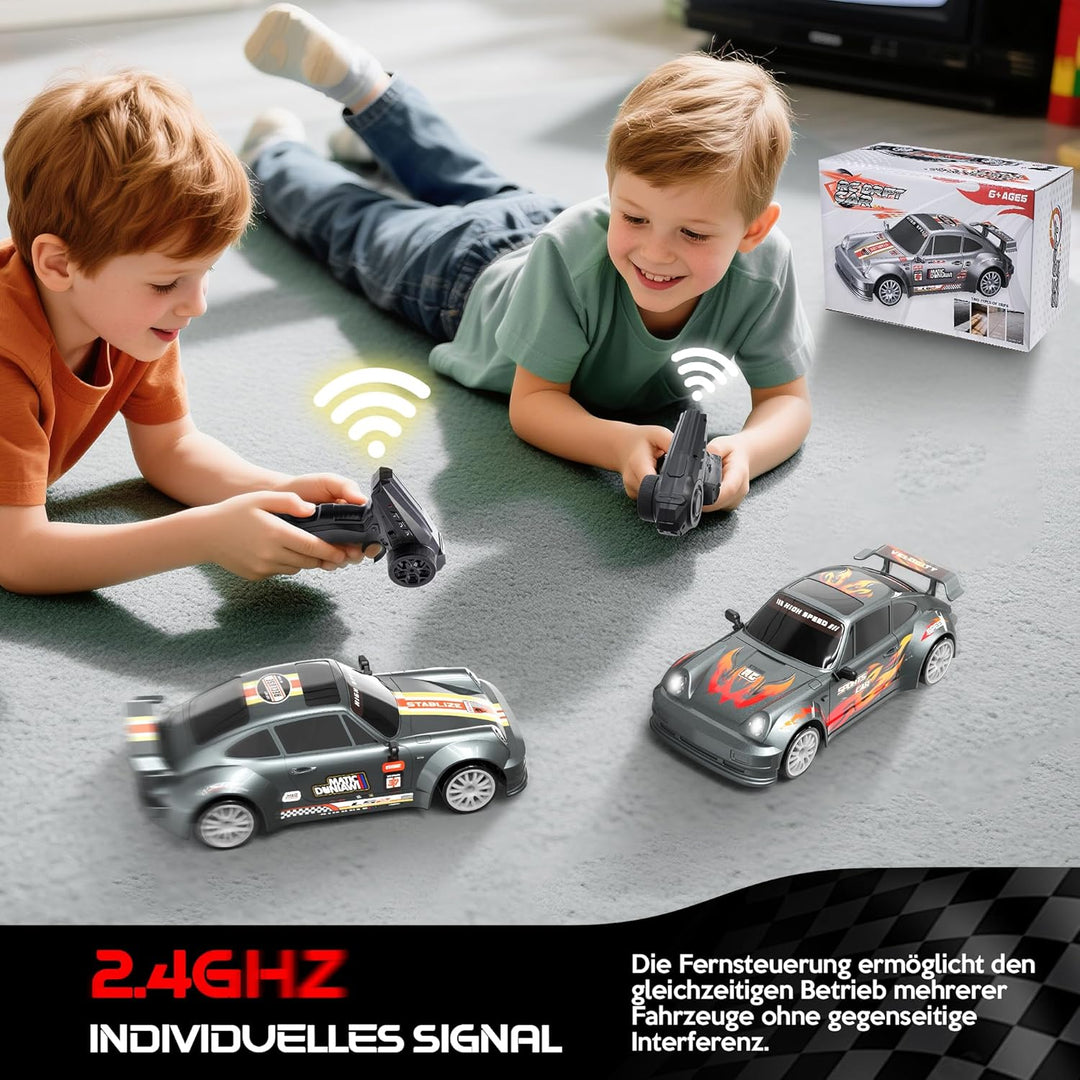 HappyGoLucky Mini RC Drift Auto, 2.4GHz Ferngesteuertes Auto, Massstab 1:24, 10-15KM/H, LED-Lichter,