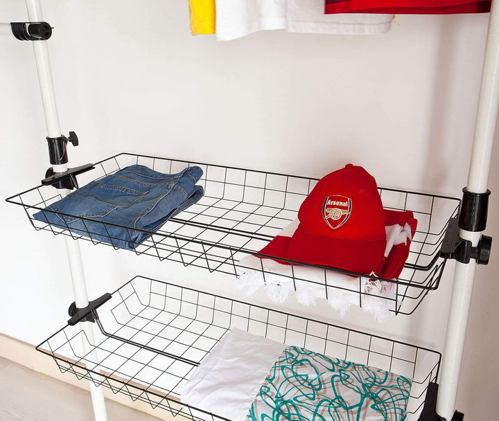 SoBuy FRG34-P02 2er Set Aufbewahrungskörbe für Kleiderständer Körbe für Teleskop Garderoben System