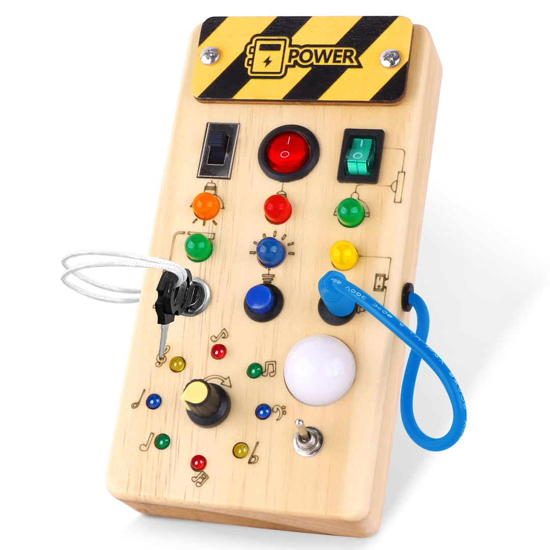 Hoarosall Montessori Busy Board Spielzeug mit LED Lichtschalter Activity Board Holzspielzeug ab 1 Ja