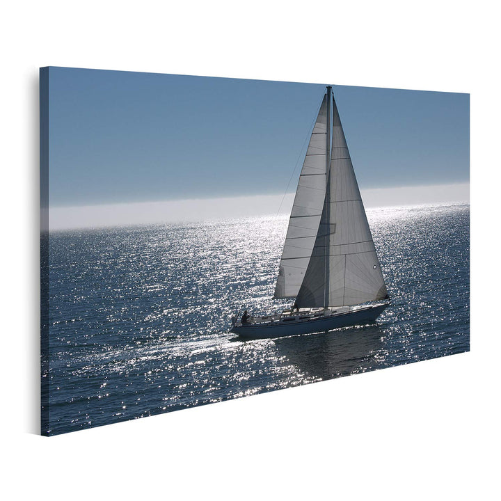 islandburner Bild auf Leinwand Segelboot Auf Ruhiger See Bilder Wandbilder Poster Leinwand 100x57cm,