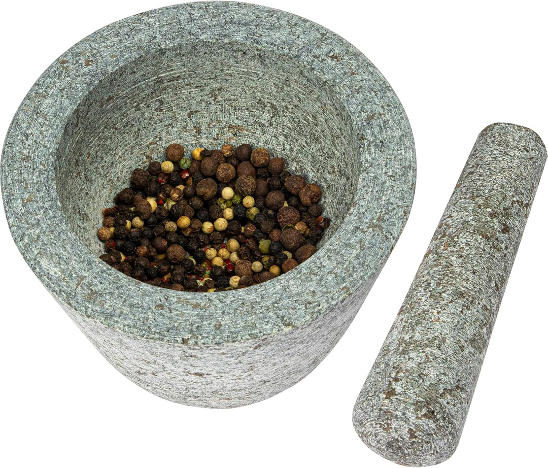 BROWIN® Küchenmörser mit Stössel aus Granit 312013 | Ø 13,3 cm | Zerkleinerer für Kerne, Gewürze, Nü