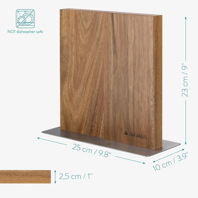 Navaris Messerhalter doppelseitig magnetisch aus Akazie - Magnet Messerblock Messerbrett Magnethalte