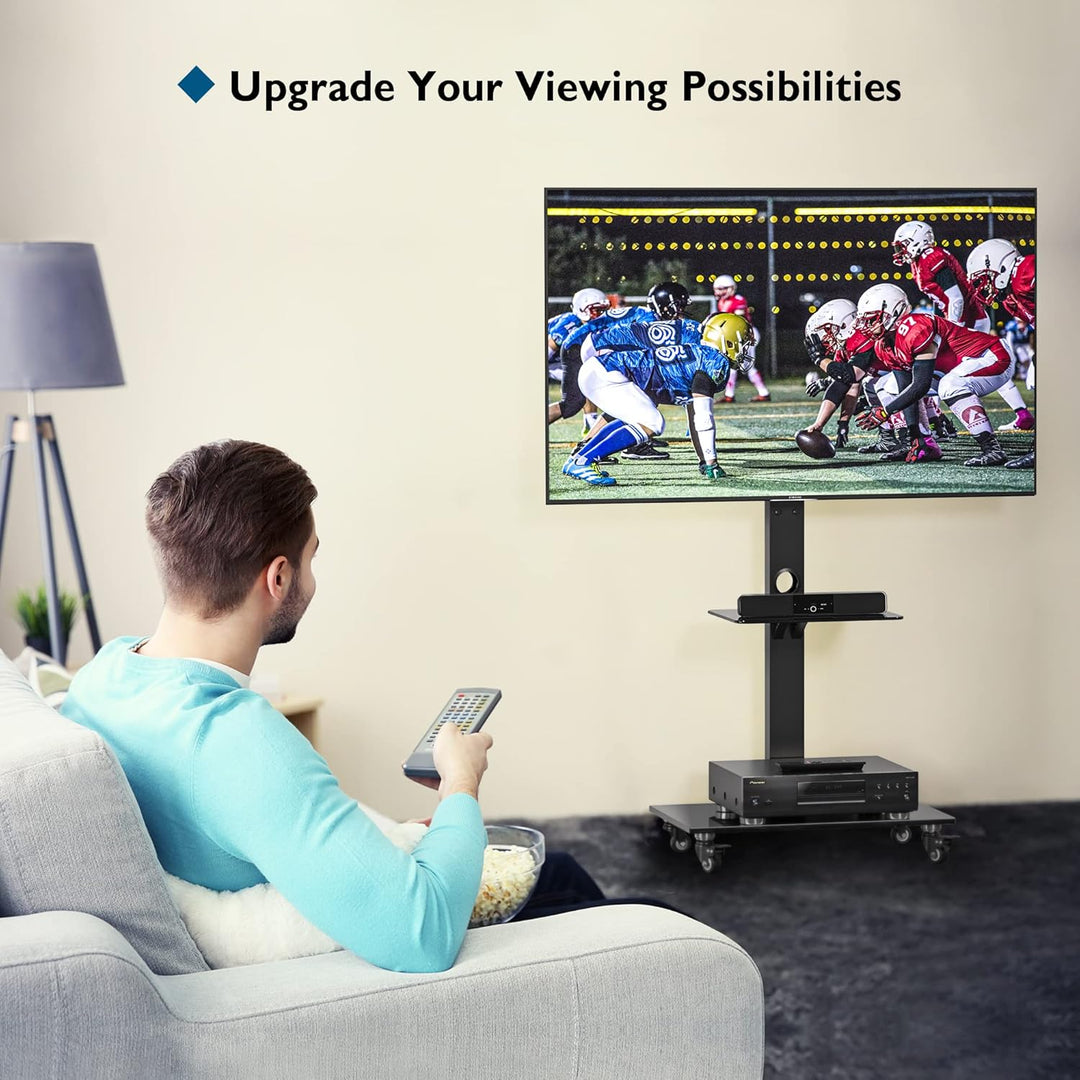 BONTEC TV-Ständer mit Rollen für 30-70 Zoll Plasma-/LCD-/LED-Bildschirme bis 40 kg, 6 Höhenverstellu
