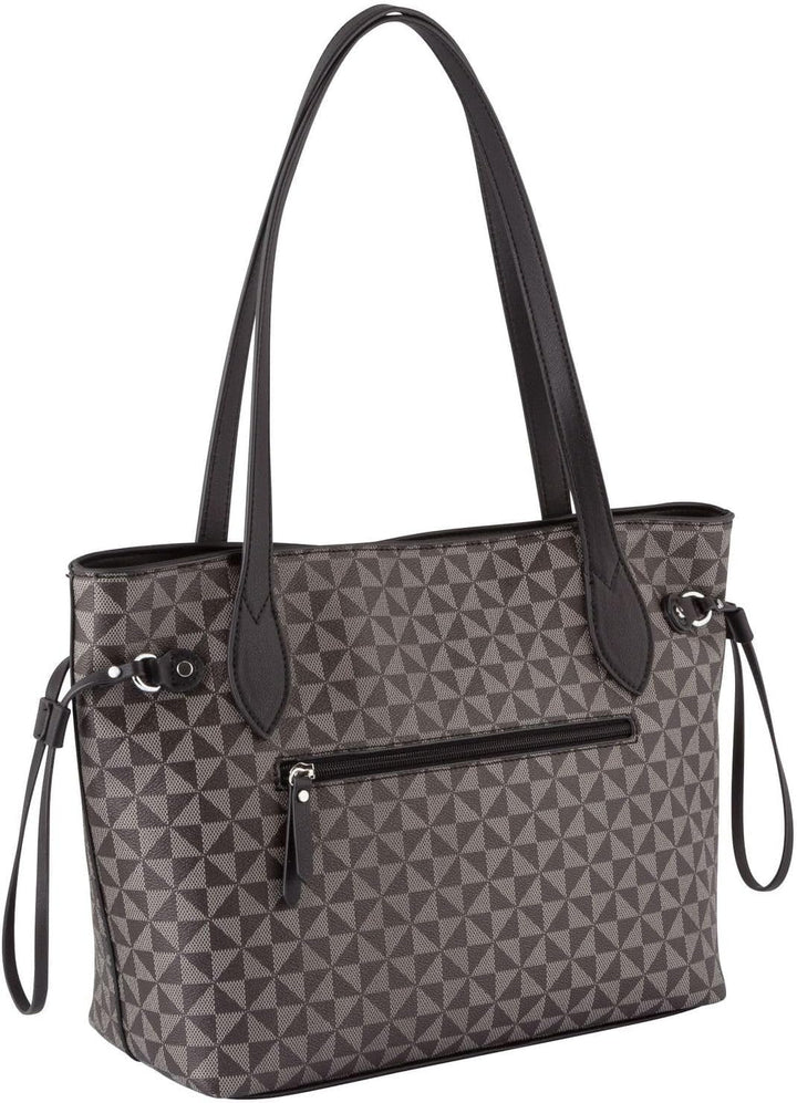 Gabor bags Barina Damen Shopper Umhängetasche Reissverschluss Mixed Black, Mixed Black