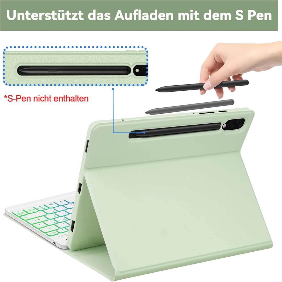 Bettdow für Samsung Galaxy Tab S10+/S10 Plus Tastatur Hülle, QWERTZ Layout Abnehmbarer Beleuchtete T