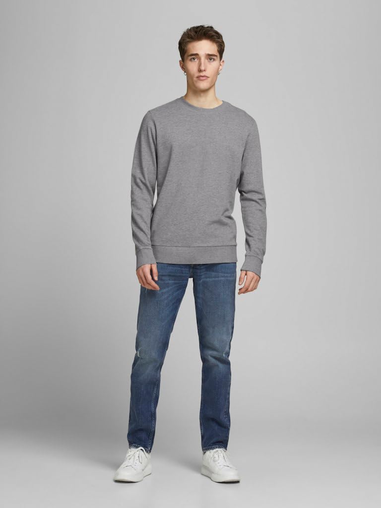 JACK &amp; JONES Mens Basic Crew Neck XS Grau (Medium Grey Melange/Reg Fit), XS Grau (Medium Grey Melang