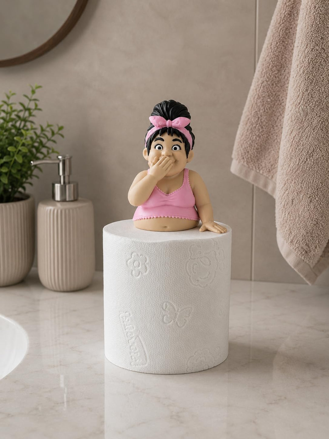 Lustiges Toilettenrollenhalter Paar | Mann &amp; Frau auf Klopapierrolle | Badezimmer Deko Idee| Witzige