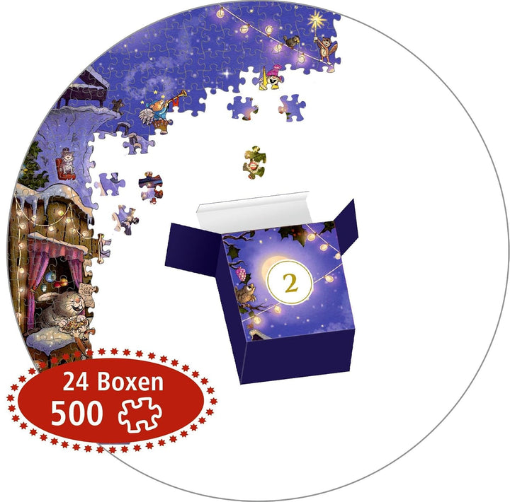 Puzzle-Adventskalender – Weihnachtsmarkt der Tiere, Kalender