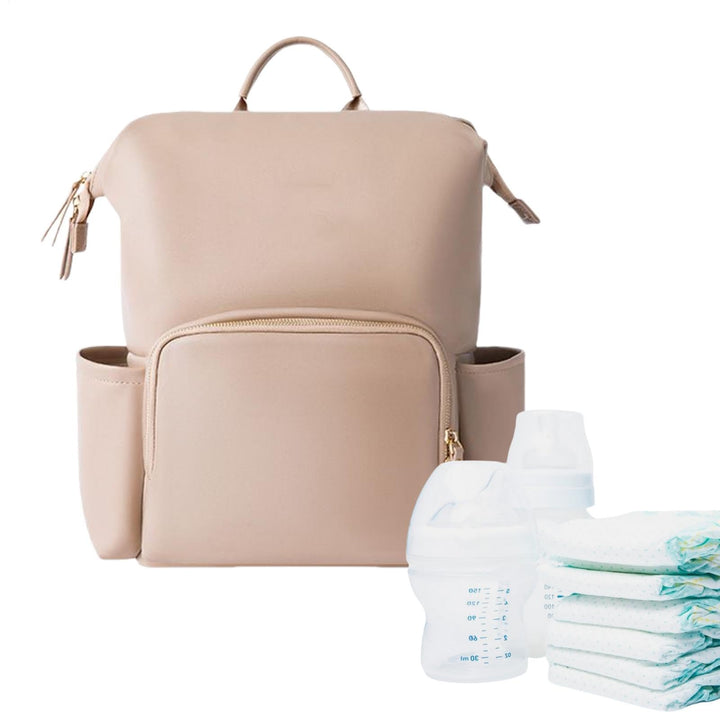 Wickelrucksack aus Leder – Kleinkindtaschen, Wickelrucksack aus PU-Leder, wasserdicht, verstärkte Re