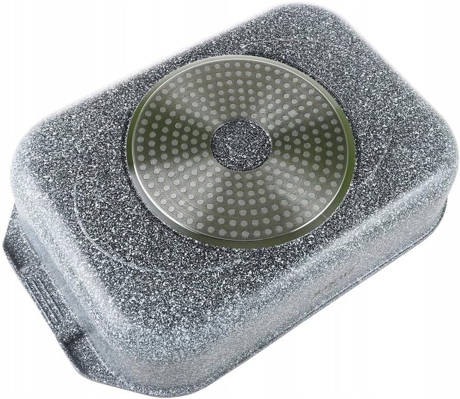Bräter mit Deckel 6 L, Keramik-Marmor-Beschichtung, Grau | Auflaufform für Backofen und alle Herdart