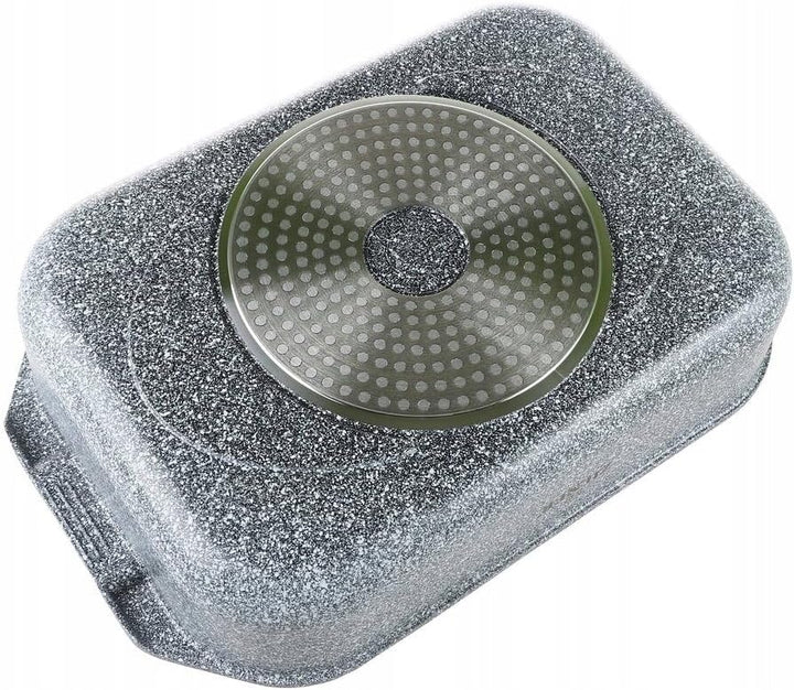 Bräter mit Deckel 6 L, Keramik-Marmor-Beschichtung, Grau | Auflaufform für Backofen und alle Herdart