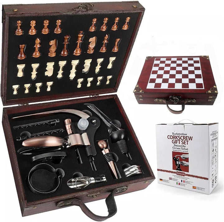 ZBPASL Korkenzieher Set in Holzkiste Geschenk,Luxus Weinöffner,Wein Sommelier Sets mit Flaschenöffne