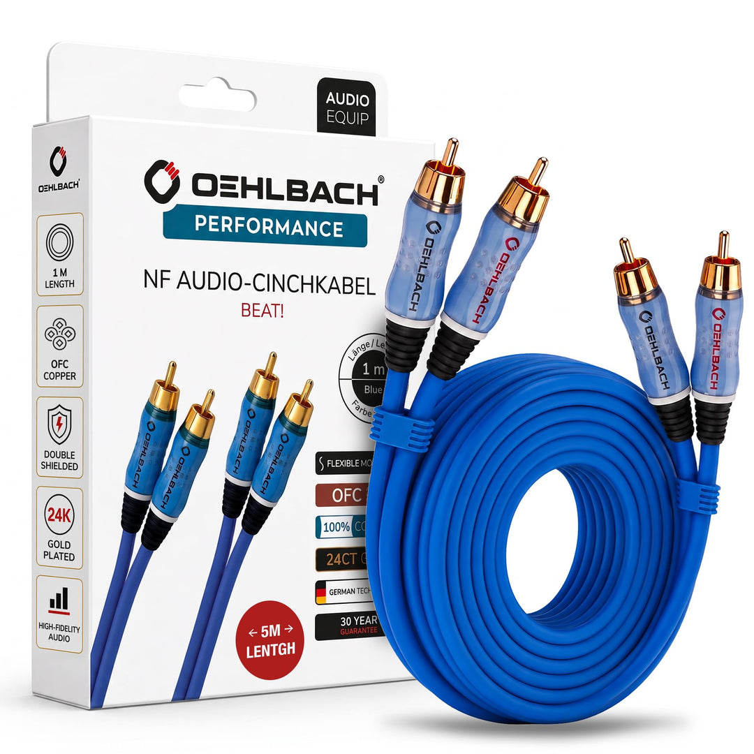 Oehlbach Beat - Stereo Audiokabel - Cinch-Kabel Set für CD-Player &amp; Verstärker (effektive Schirmung