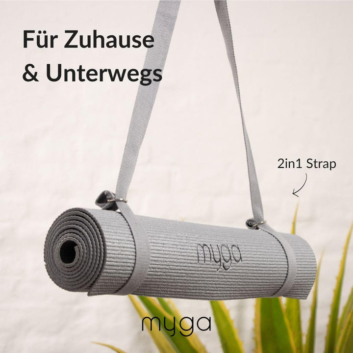 Myga Yoga-Starter-Set – Yogamatte, Yoga-Blöck Ziegel & Metall D-Ring Yoga-Gurt – Starter Kit für Anf