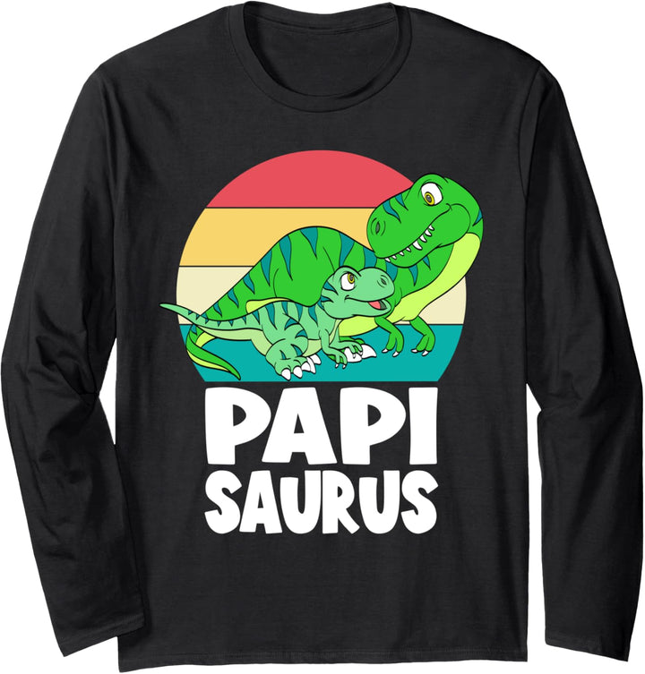 Papisaurus T-Rex Papi Dad Dinosaur Sunset Family Matching Langarmshirt