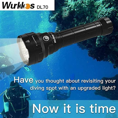 Wurkkos DL70 Tauchlampe, 13000 Lumen Tauchen Taschenlampe, 4*XHP50.2 (3V) LEDs Unterwasser Taschenla