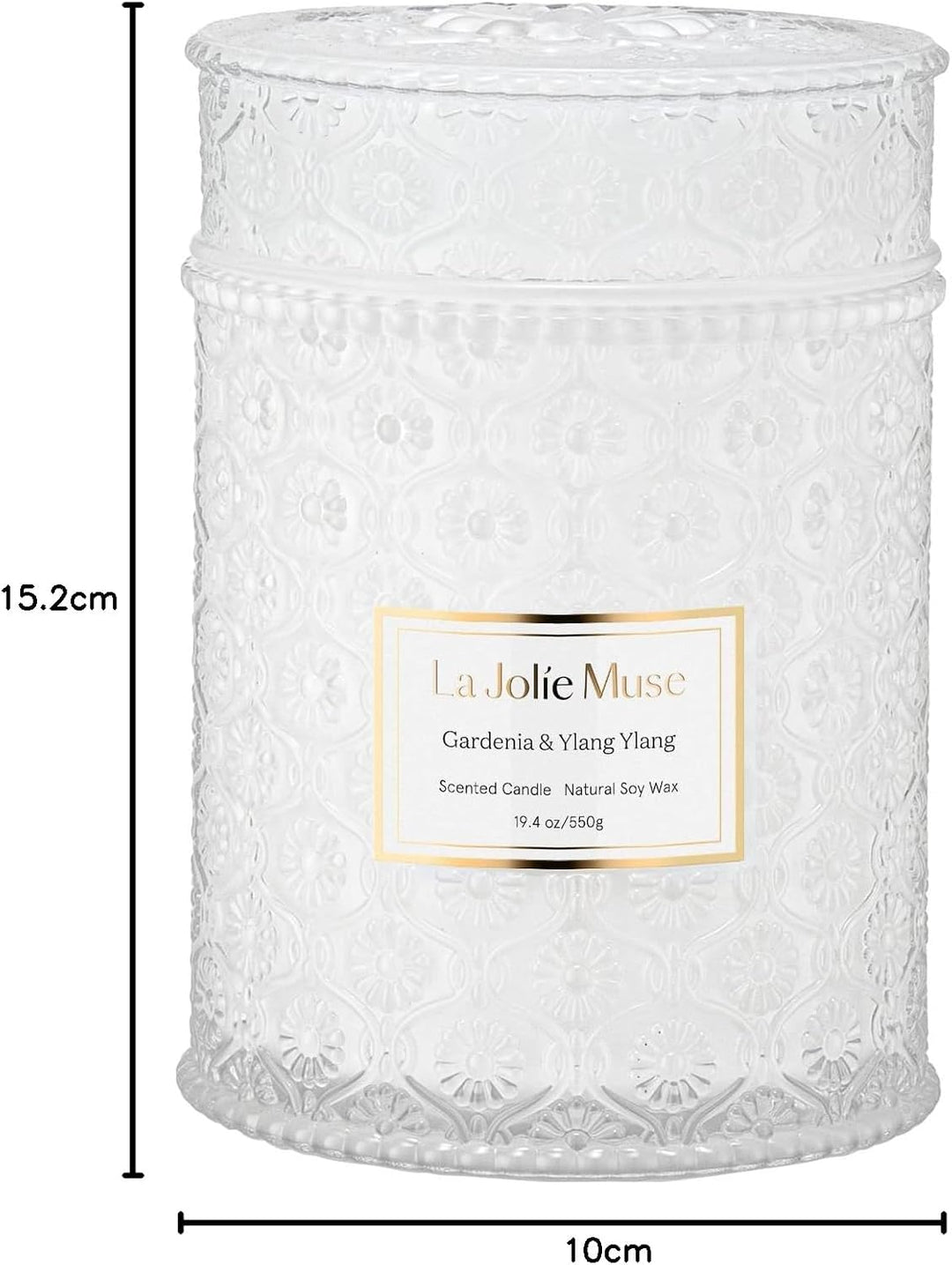 La Jolíe Muse Duftkerze im Glas, Gardenie &amp; Ylang-Ylang Duftkerze, 550g, Natürliche Kerze für zu Hau