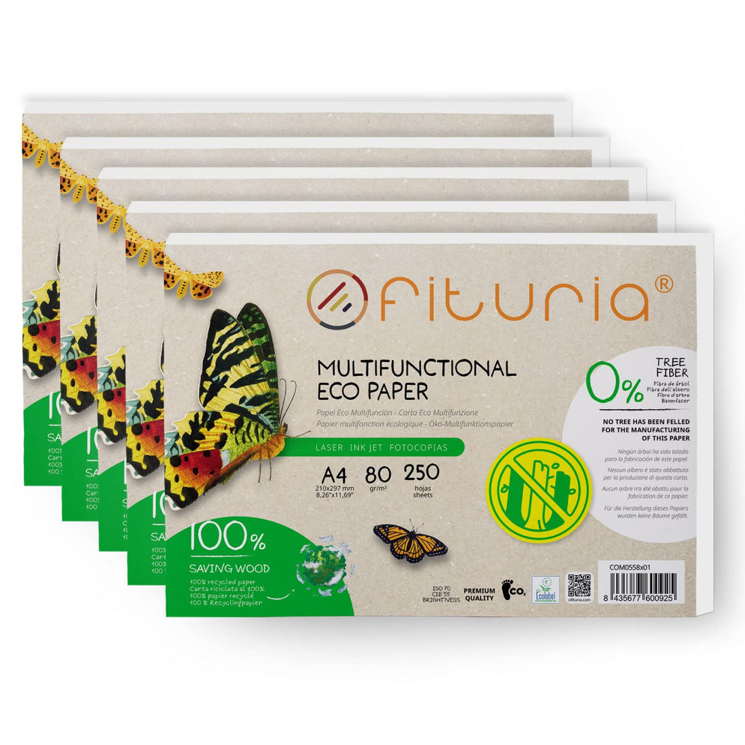 80gr A4 Recyclingpapier, 250 Blatt 100% aus Recyclingpapier, Recyclingpapier Packung mit DIN A4 Blät