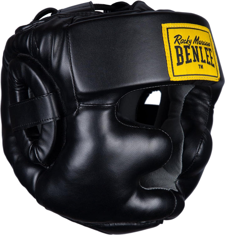 BENLEE Kopfschutz aus Kunstleder Full Protection Schwarz S/M Bundle mit Boxbandagen, Schwarz, 3m, Sc