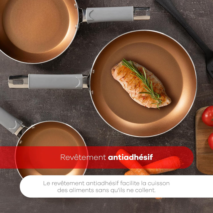 BERGNER Loja Reeco - 4-Piece Set - 3 Frying Pans 18-22 and 26 cm Induction Cookware + 1 Forged Alumi
