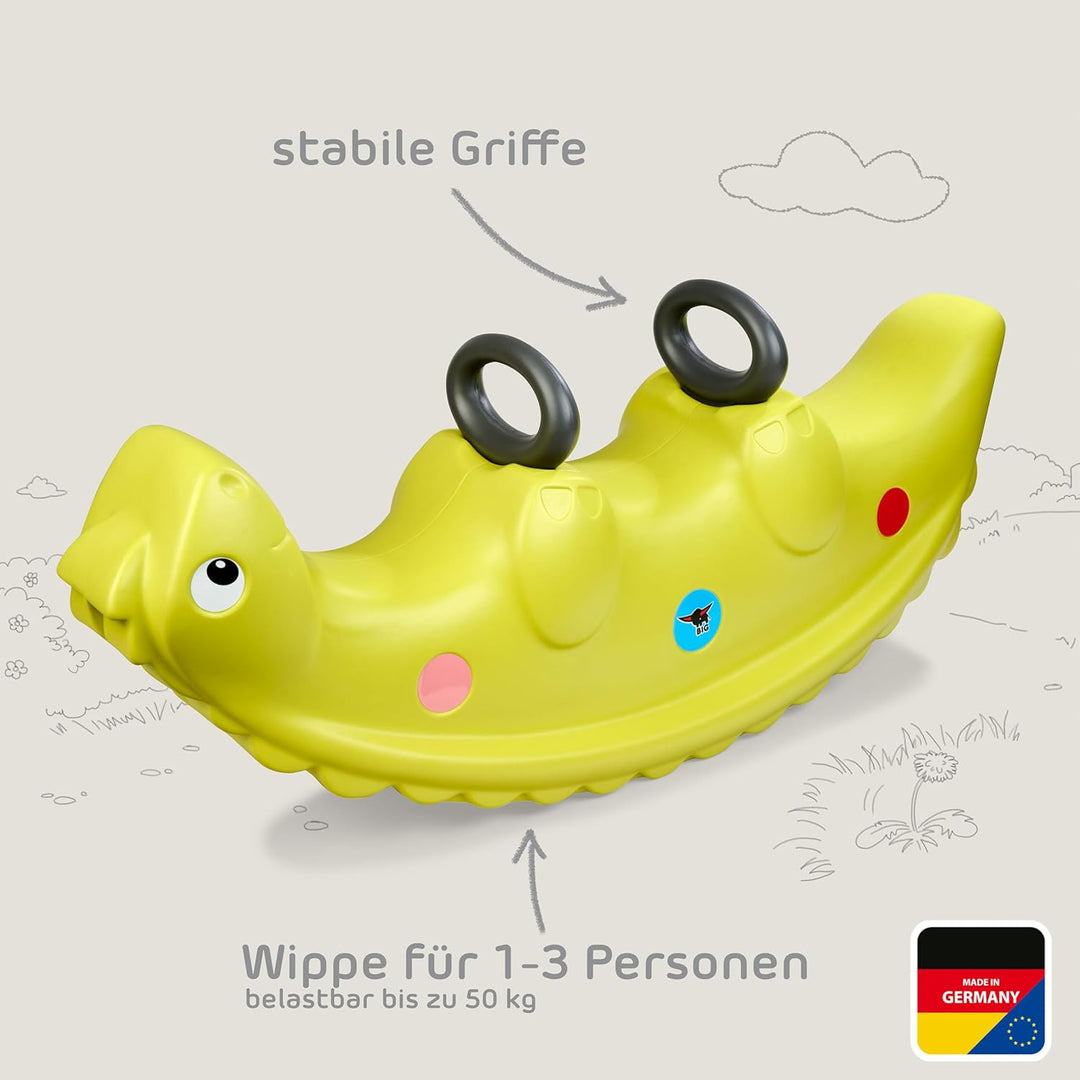 Big Sammy Rocker - Kinderwippe für 1 bis 3 Personen, mit süssen Rückenschuppen und stabilen Griffen,